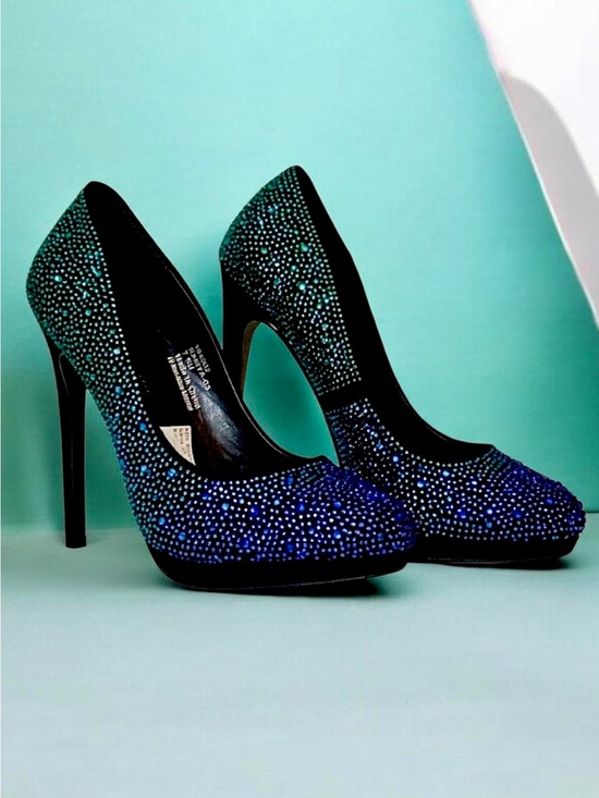 Kate Preston Shoes - Kate Preston Teal & Blue Crystal High Heel Pumps